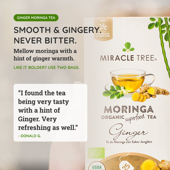 Organic Moringa Tea - Ginger - Caffeine-Free Herbal Tea - Taste