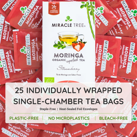 
                    
                      Organic Moringa Tea - Strawberry - Caffeine-Free Herbal Tea - Inside the box
                    
                  