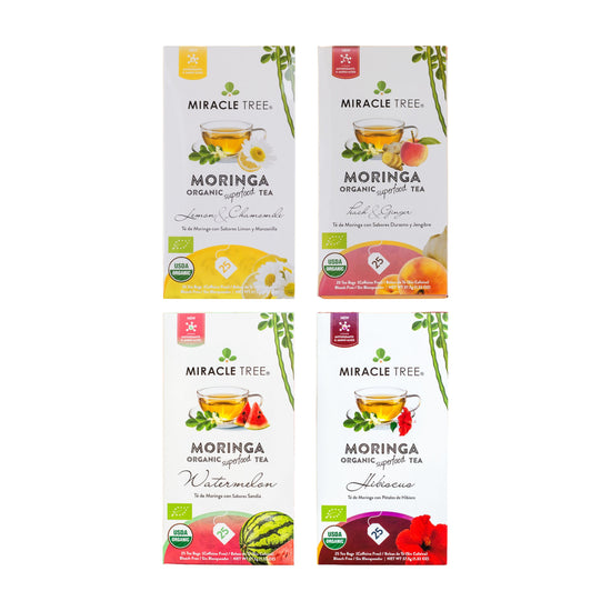 Organic Moringa Tea Bundle - Life Set - 4 Flavors - Front of box