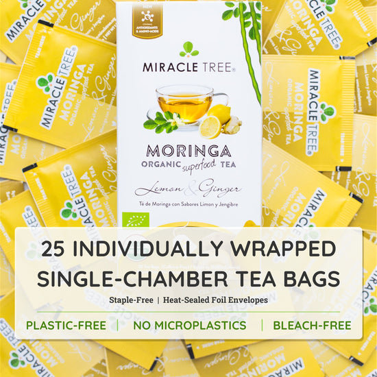 
                    
                      Organic Moringa Tea - Lemon & Ginger - Caffeine-Free Herbal Tea - Inside the box
                    
                  