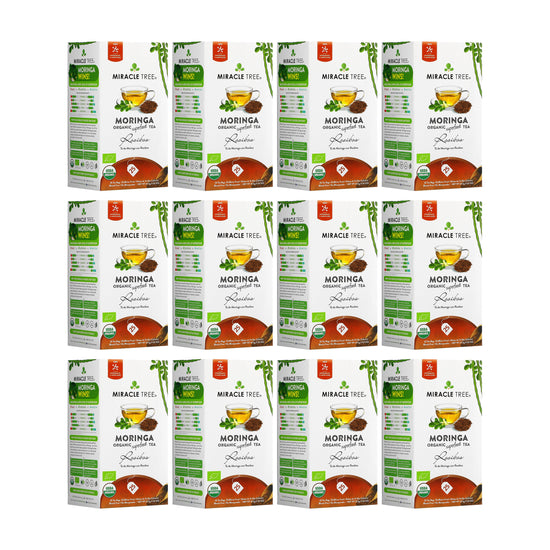 
                    
                      Organic Moringa Tea - Rooibos - Caffeine-Free Herbal Tea - Pack of 12 (300 tea bags) - Front of box
                    
                  