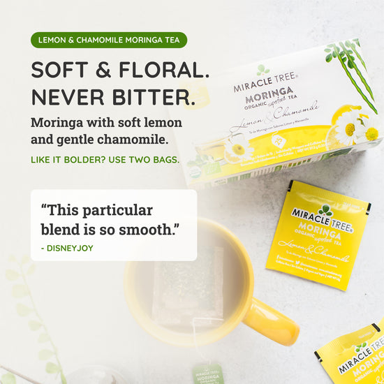 
                    
                      Organic Moringa Tea - Lemon & Chamomile - Caffeine-Free Herbal Tea - Taste
                    
                  