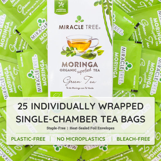 
                    
                      Organic Moringa Tea - Green Tea - Decaffeinated Herbal Tea - Inside the box
                    
                  