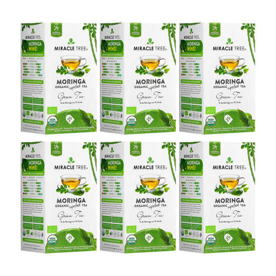 
                    
                      Organic Moringa Tea - Green Tea - Decaffeinated Herbal Tea - Pack of 6 (150 tea bags) - Front of box
                    
                  