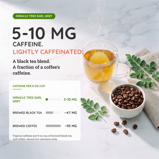 
                    
                      Organic Moringa Tea - Earl Grey - Lightly Caffeinated Herbal Tea - Caffeine
                    
                  