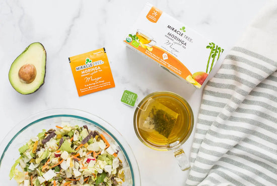 Mango Moringa Tea with a Healthy Lunch