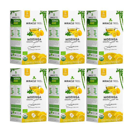 
                    
                      Organic Moringa Tea - Lemon - Caffeine-Free Herbal Tea - Pack of 6 (150 tea bags) - Front of box
                    
                  