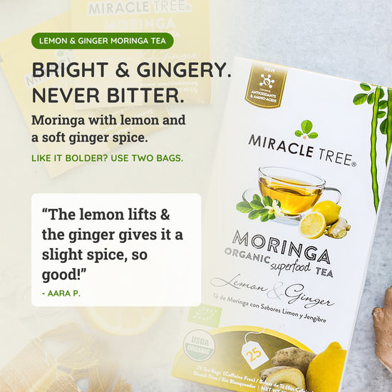 
                    
                      Organic Moringa Tea - Lemon & Ginger - Caffeine-Free Herbal Tea - Taste
                    
                  