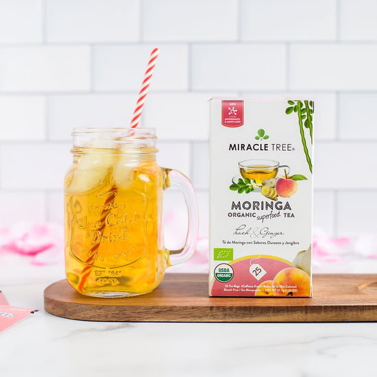
                    
                      Organic Moringa Tea - Peach & Ginger - Caffeine-Free Herbal Tea - Lifestyle
                    
                  